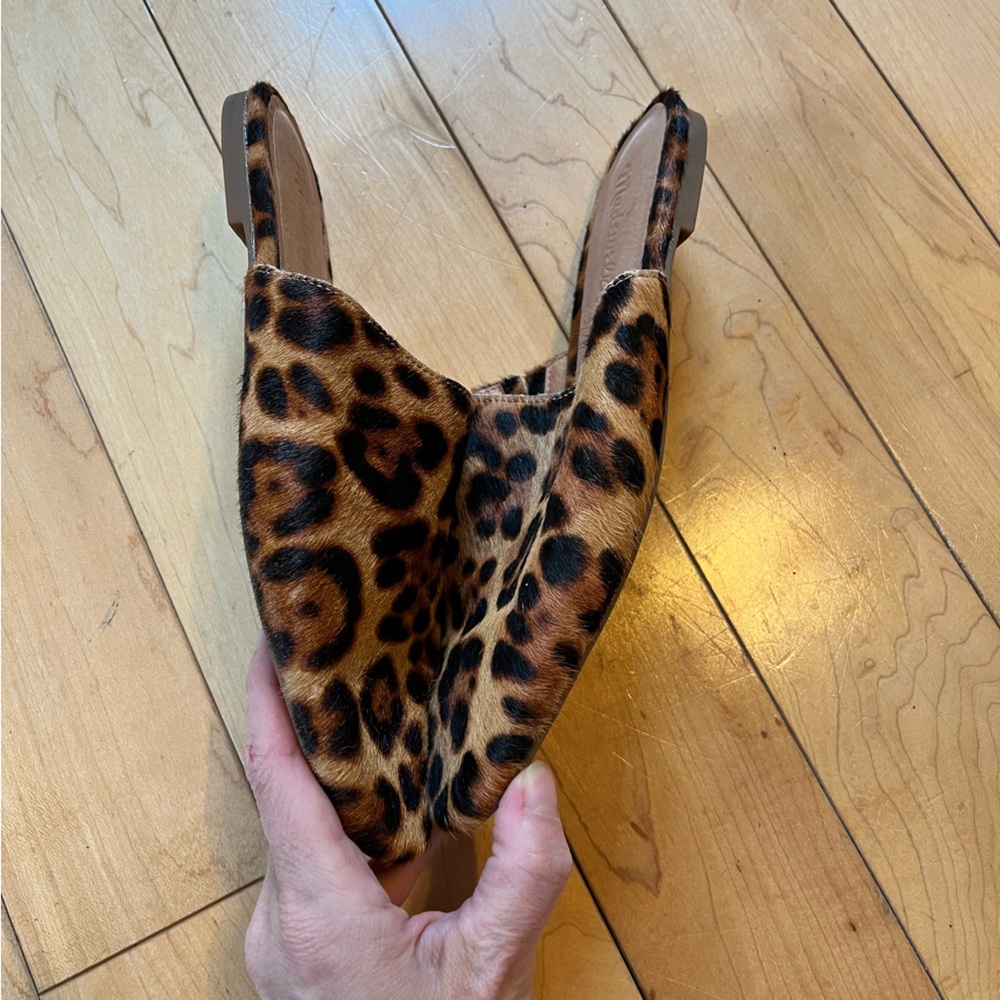 Madewell Leopard Print Calf Hair Slip on Mules size seven - Picture 3 of 7